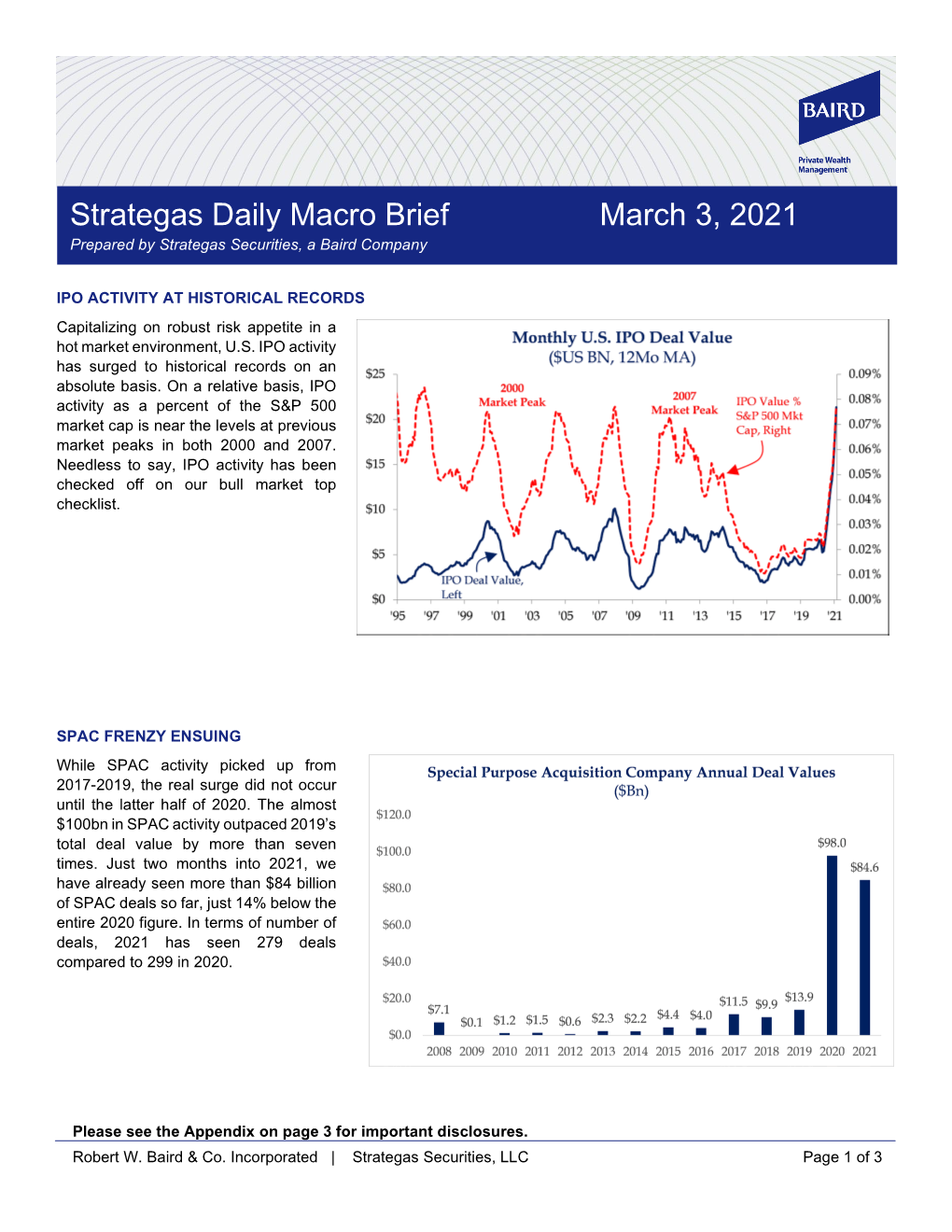 Strategas Daily Macro Brief March 3, 2021 Prepared by Strategas Securities, a Baird Company