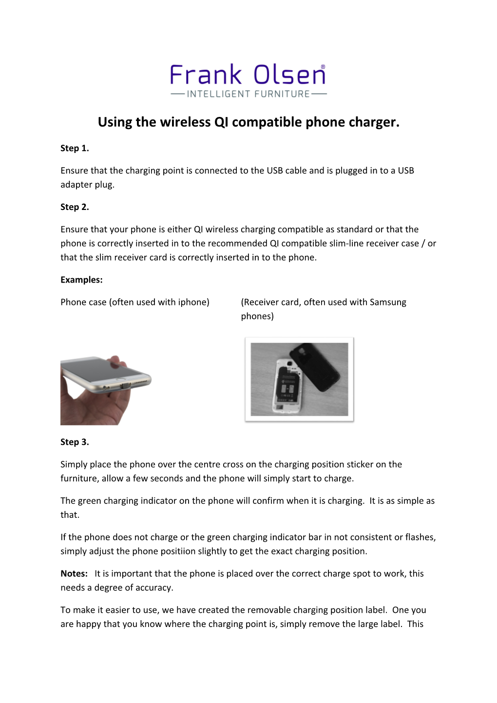 Using the Wireless QI Compatible Phone Charger