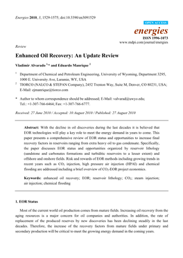 Enhanced Oil Recovery: an Update Review
