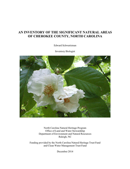 An Inventory of the Significant Natural Areas of Cherokee County, North Carolina