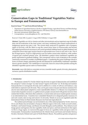 Conservation Gaps in Traditional Vegetables Native to Europe and Fennoscandia