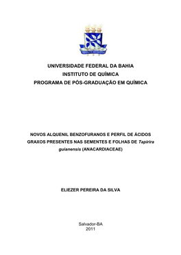 Universidade Federal Da Bahia Instituto De Química Programa De Pós-Graduação Em Química