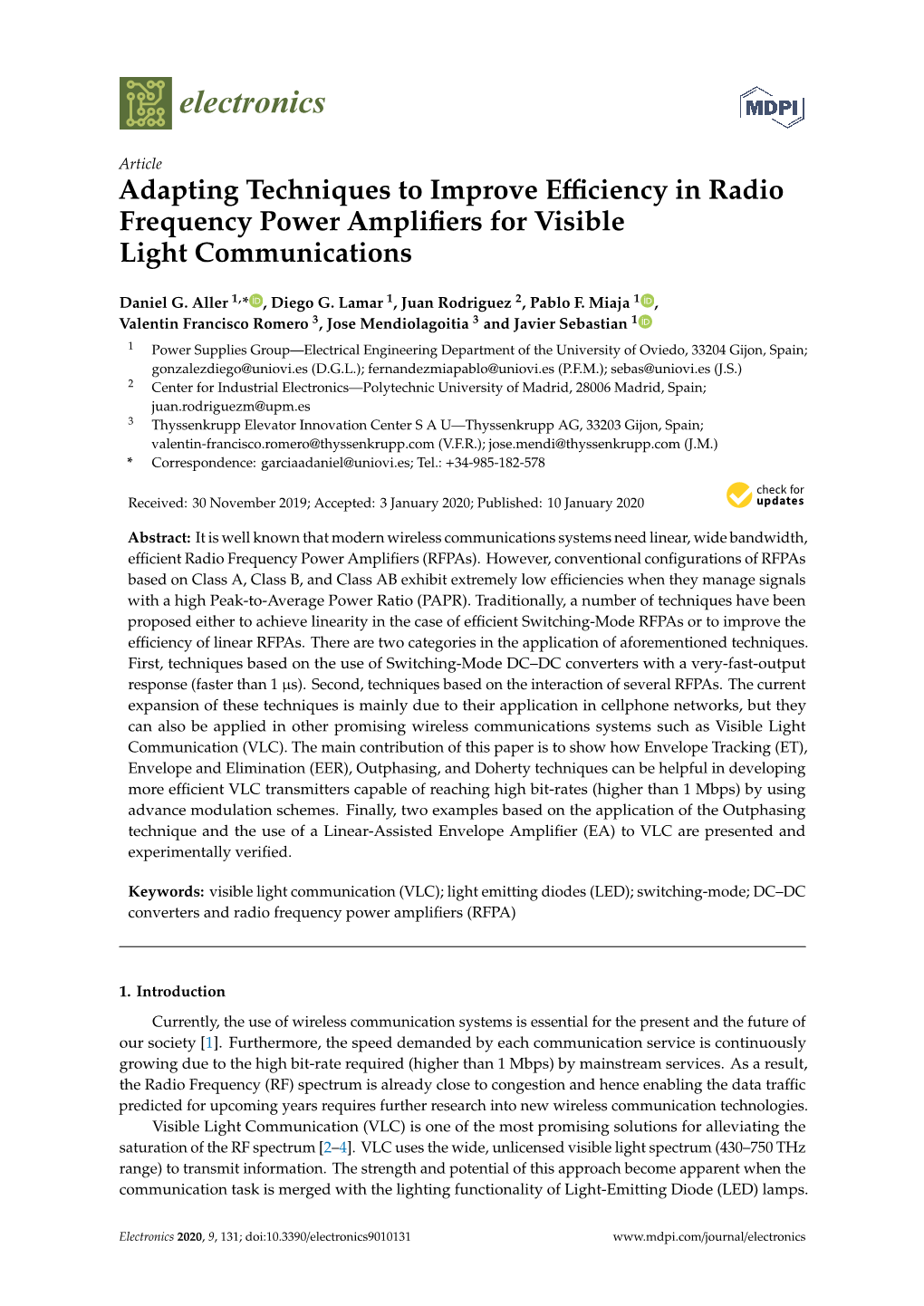 Adapting Techniques to Improve Efficiency in Radio Frequency