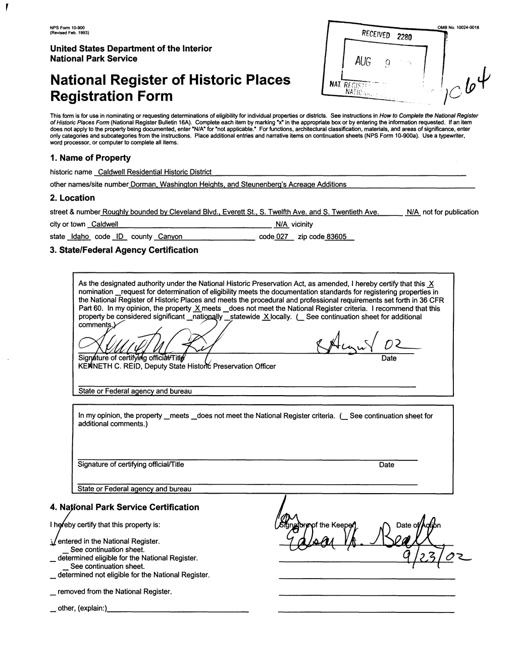 Ce National Register of Historic Places Registration Form