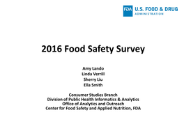 2016 Food Safety Survey Presentation