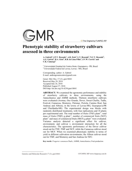 Phenotypic Stability of Strawberry Cultivars Assessed in Three Environments