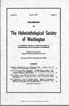 Proceedings of the Helminthological Society of Washington 34(1) 1967