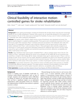 Clinical Feasibility of Interactive Motion-Controlled Games for Stroke