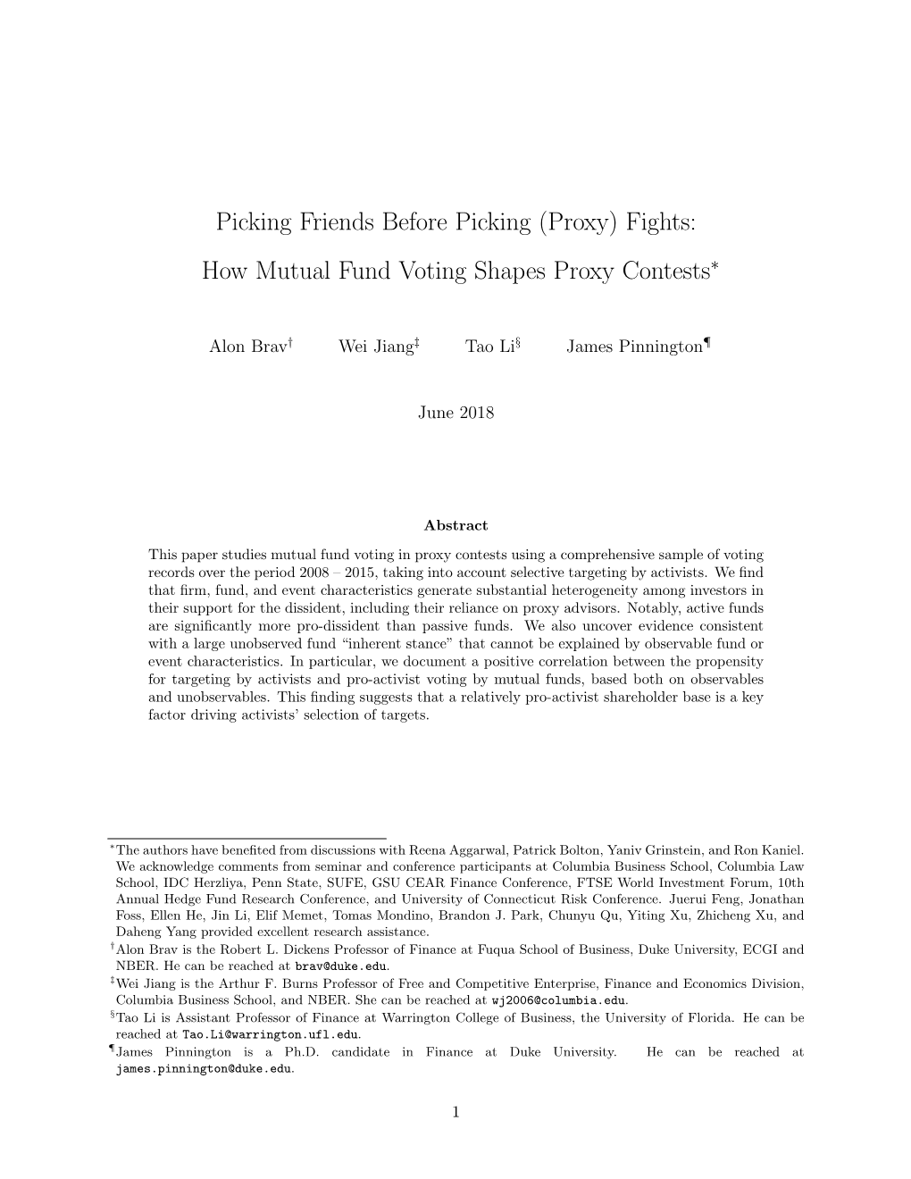 Fights: How Mutual Fund Voting Shapes Proxy Contests∗