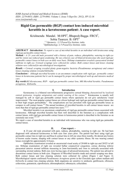 (RGP) Contact Lens Induced Microbial Keratitis in a Keratoconus Patient: a Case Report