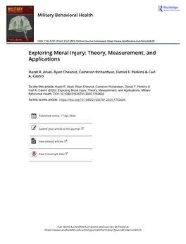 Exploring Moral Injury: Theory, Measurement, and Applications