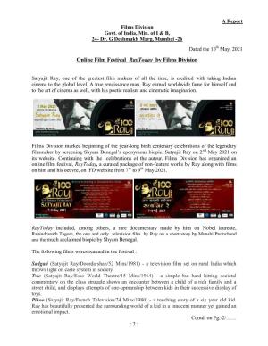 Online Film Festival Raytoday by Films Division