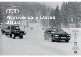 Anniversary Dates 2020 Audi Tradition 2 Anniversary Dates 2020