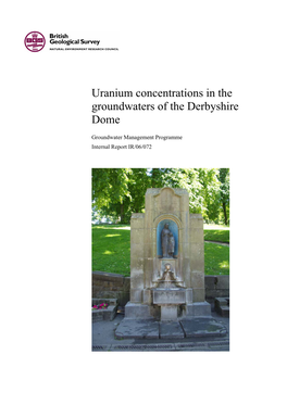 Uranium Concentrations in the Groundwaters of the Derbyshire Dome