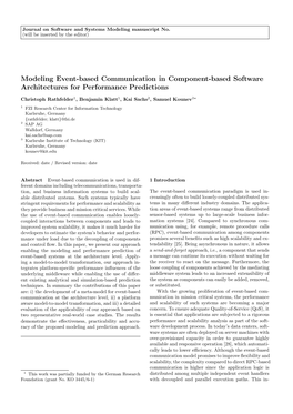 Modeling Event-Based Communication in Component-Based Software Architectures for Performance Predictions