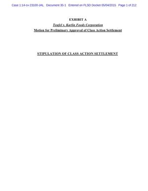 EXHIBIT a Teufel V. Karlin Foods Corporation Motion for Preliminary Approval of Class Action Settlement