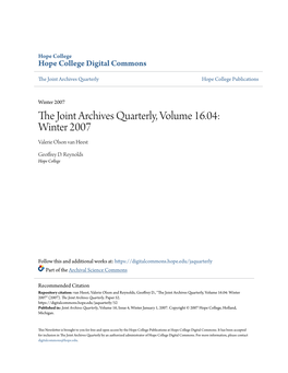 The Joint Archives Quarterly, Volume 16.04