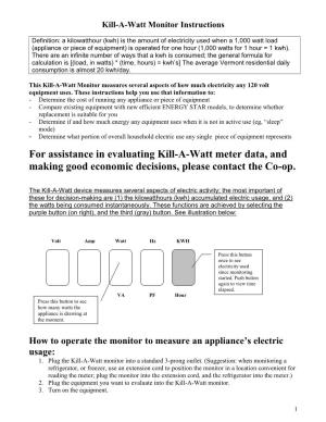 Kill-A-Watt Monitor Instructions