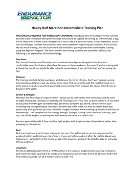 Happy Half Marathon Intermediate Training Plan