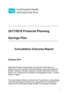 2017/2018 Financial Planning Savings Plan