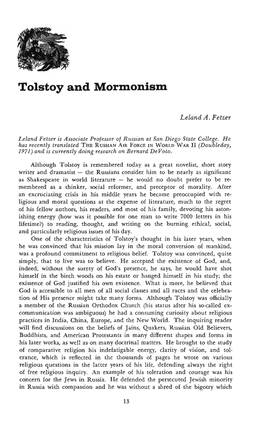 Tolstoy and Mormonism