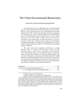 The Urban Environmental Renaissance