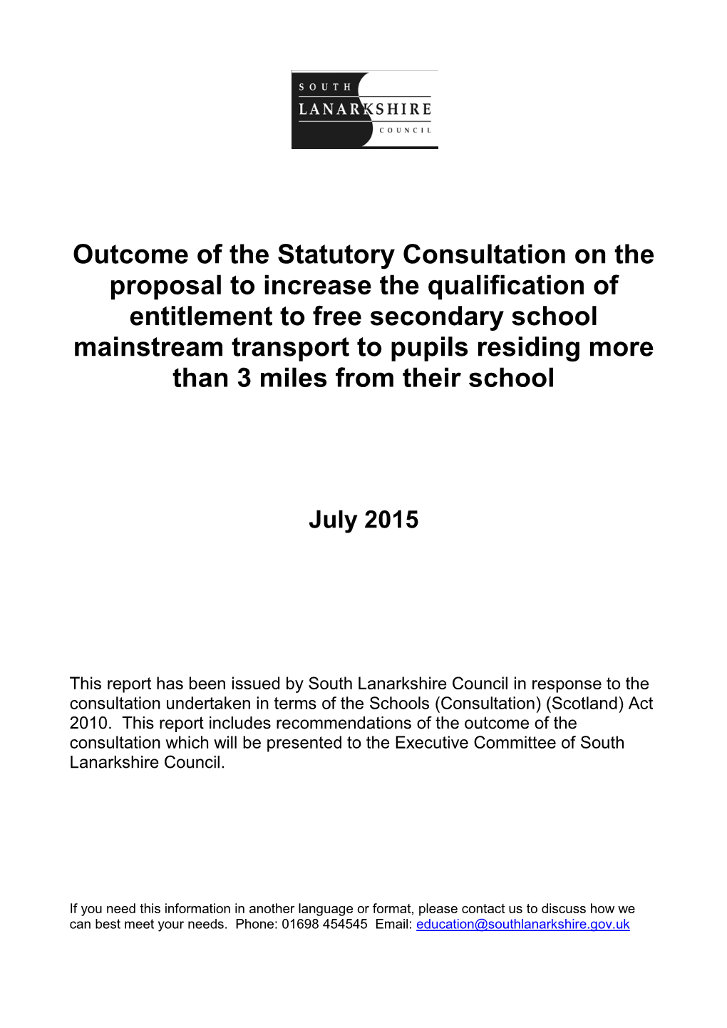 School Transport Consultation Report