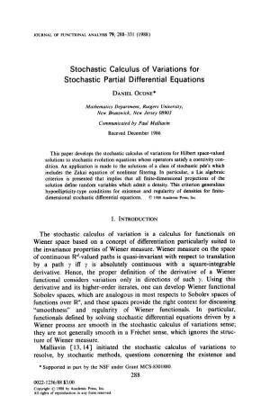 Stochastic Calculus of Variations for Stochastic Partial Differential Equations