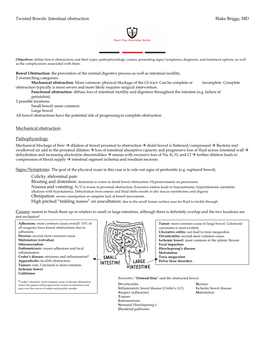 Twisted Bowels: Intestinal Obstruction Blake Briggs, MD Mechanical