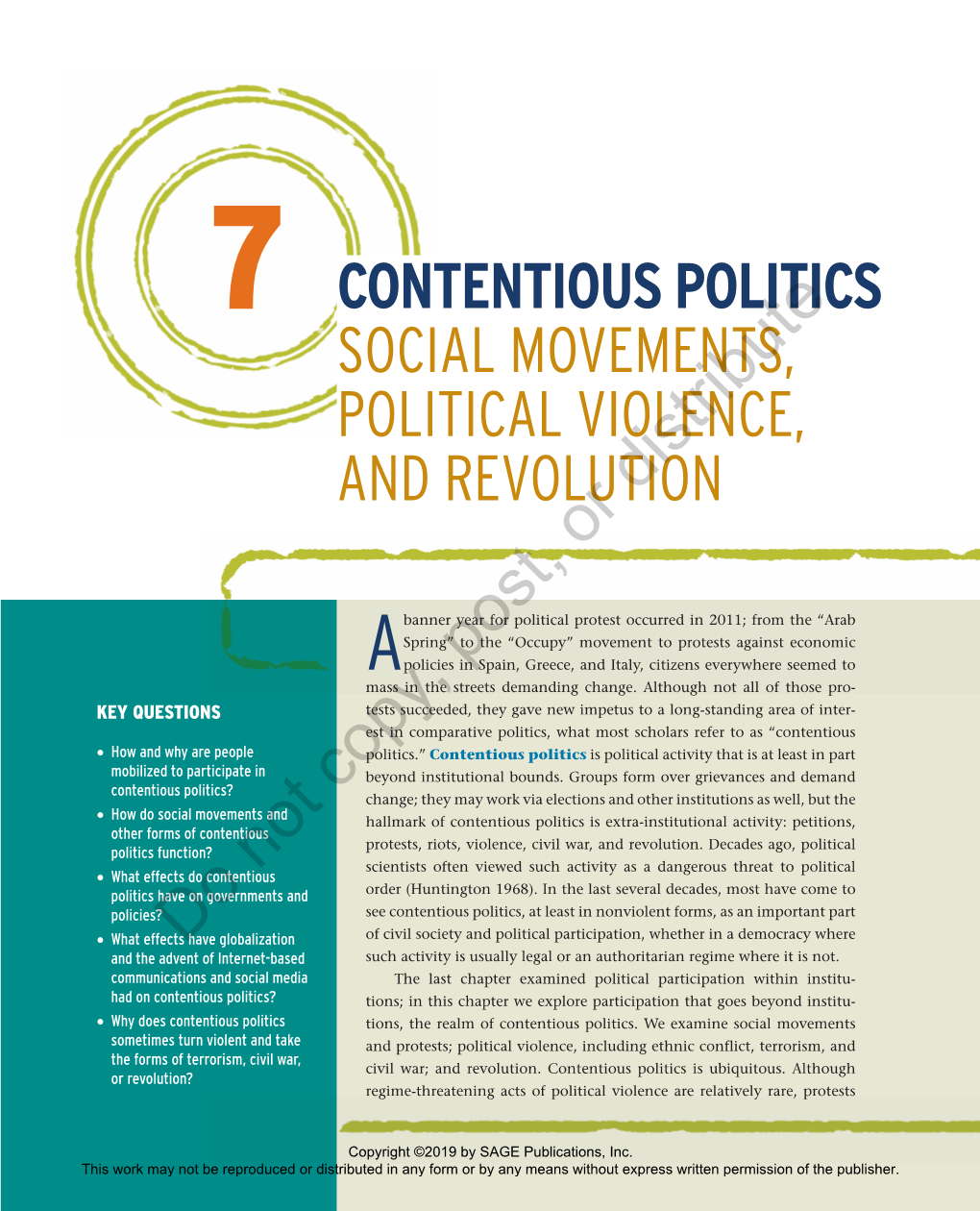 7 CONTENTIOUS POLITICS SOCIAL MOVEMENTS, POLITICAL VIOLENCE, and Revolutiondistribute Or