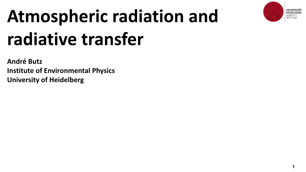 Atmospheric Radiation and Radiative Transfer