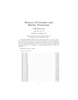 Bureau of Customs and Border Protection CBP Decisions (CBP Dec