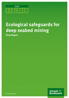 Ecological Safeguards for Deep Seabed Mining Final Report