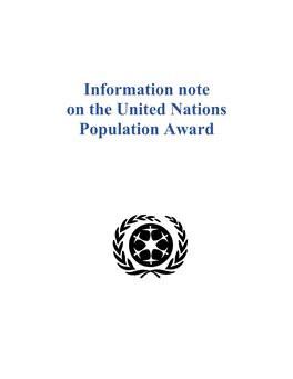 Resolution Adopted by the United Nations General Assembly on the Establishment of the United Nations Population Award