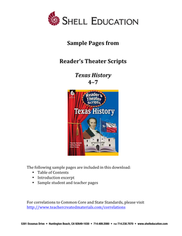 Sample Pages from Reader's Theater Scripts Texas History