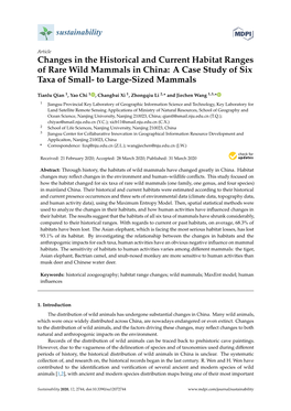 Changes in the Historical and Current Habitat Ranges of Rare Wild Mammals in China: a Case Study of Six Taxa of Small- to Large-Sized Mammals