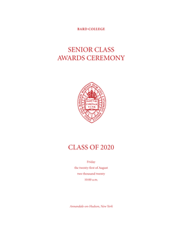 Senior Class Awards Ceremony Class of 2020