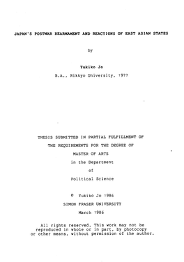 Japan's Postwar Rearmament and Reactions of East Asian States / By