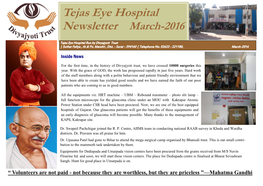 Tejas Eye Hospital Newsletter March-2016