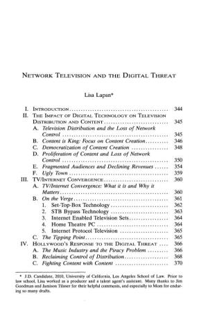 Network Television and the Digital Threat