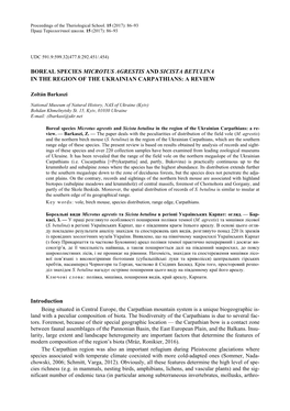 Boreal Species Microtus Agrestis and Sicista Betulina in the Region of the Ukrainian Carpathians: a Review