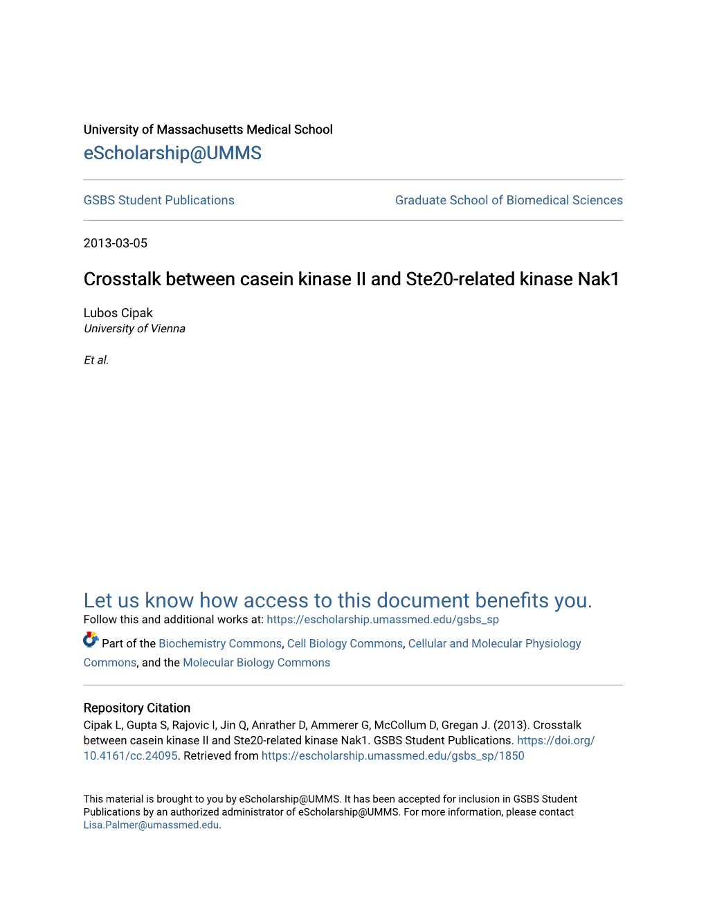 Crosstalk Between Casein Kinase II and Ste20-Related Kinase Nak1