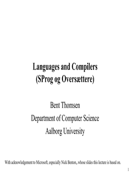 Languages and Compilers (Sprog Og Oversættere)