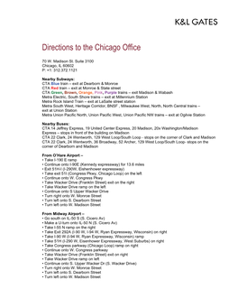 Directions to the Chicago Office