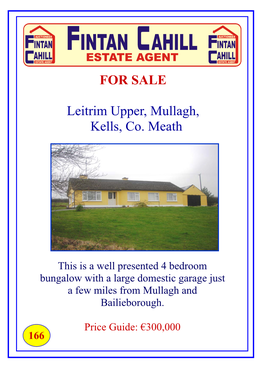 FOR SALE Leitrim Upper, Mullagh, Kells, Co. Meath