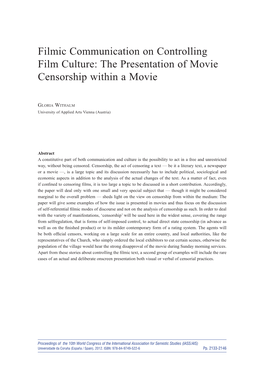 Filmic Communication on Controlling Film Culture. the Presentation Of