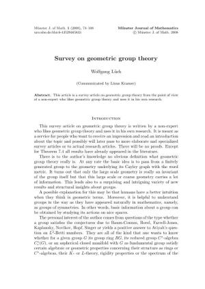 Survey on Geometric Group Theory