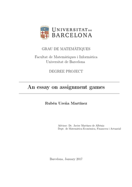 An Essay on Assignment Games