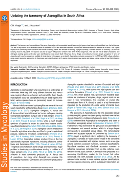 Updating the Taxonomy of Aspergillus in South Africa