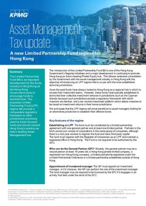 Asset Management Tax Update: a New Limited Partnership Fund